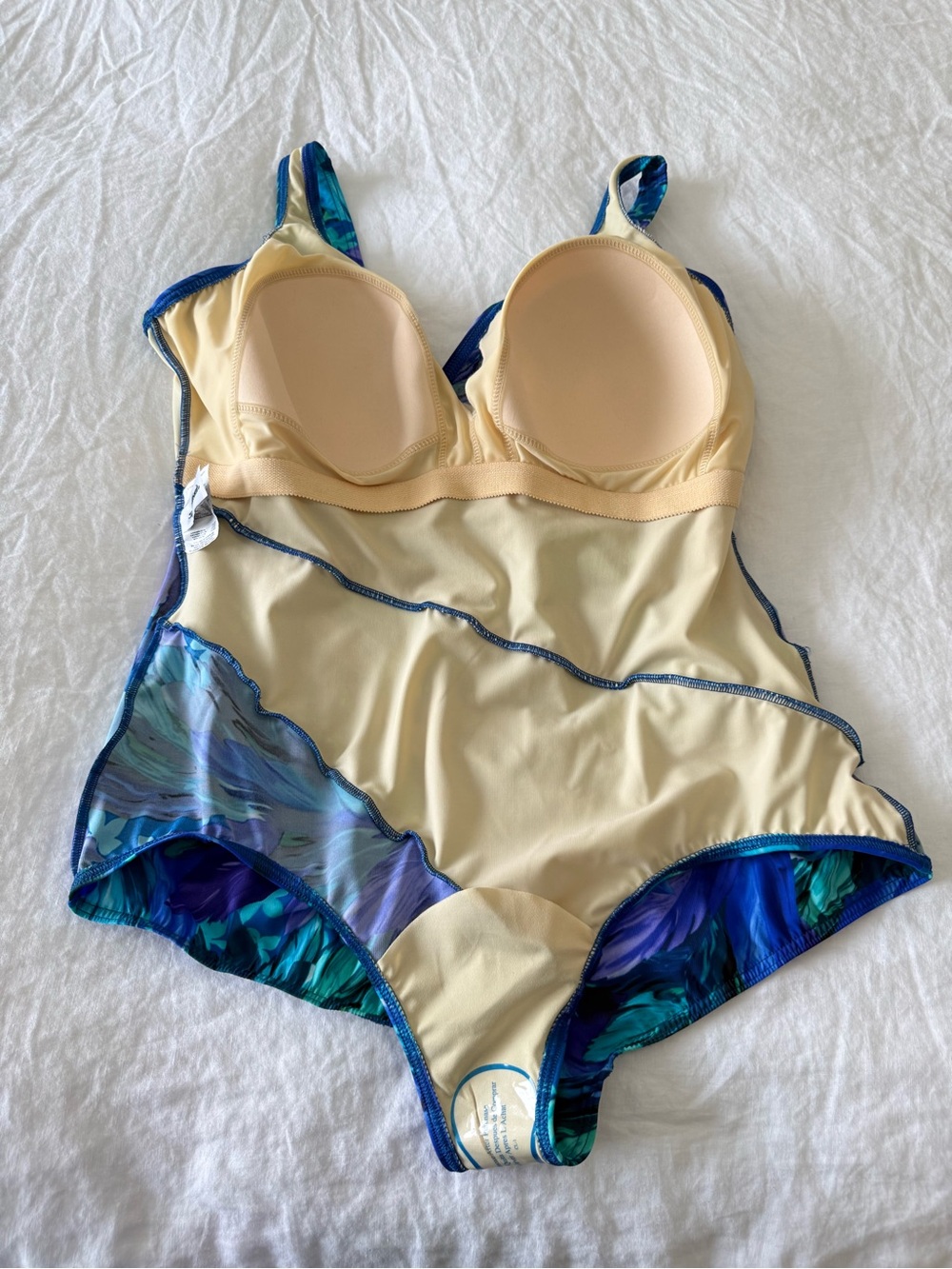 Miraclesuit | SZ 24W | Blue Floral Faux Wrap One Piece Slimming Bathing Suit - Picture 6 of 9